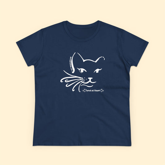 Whiskers | FUNDRAISER for Feral At Heart | Women's Midweight Cotton Tee - Detezi Designs - 91631545498679426272