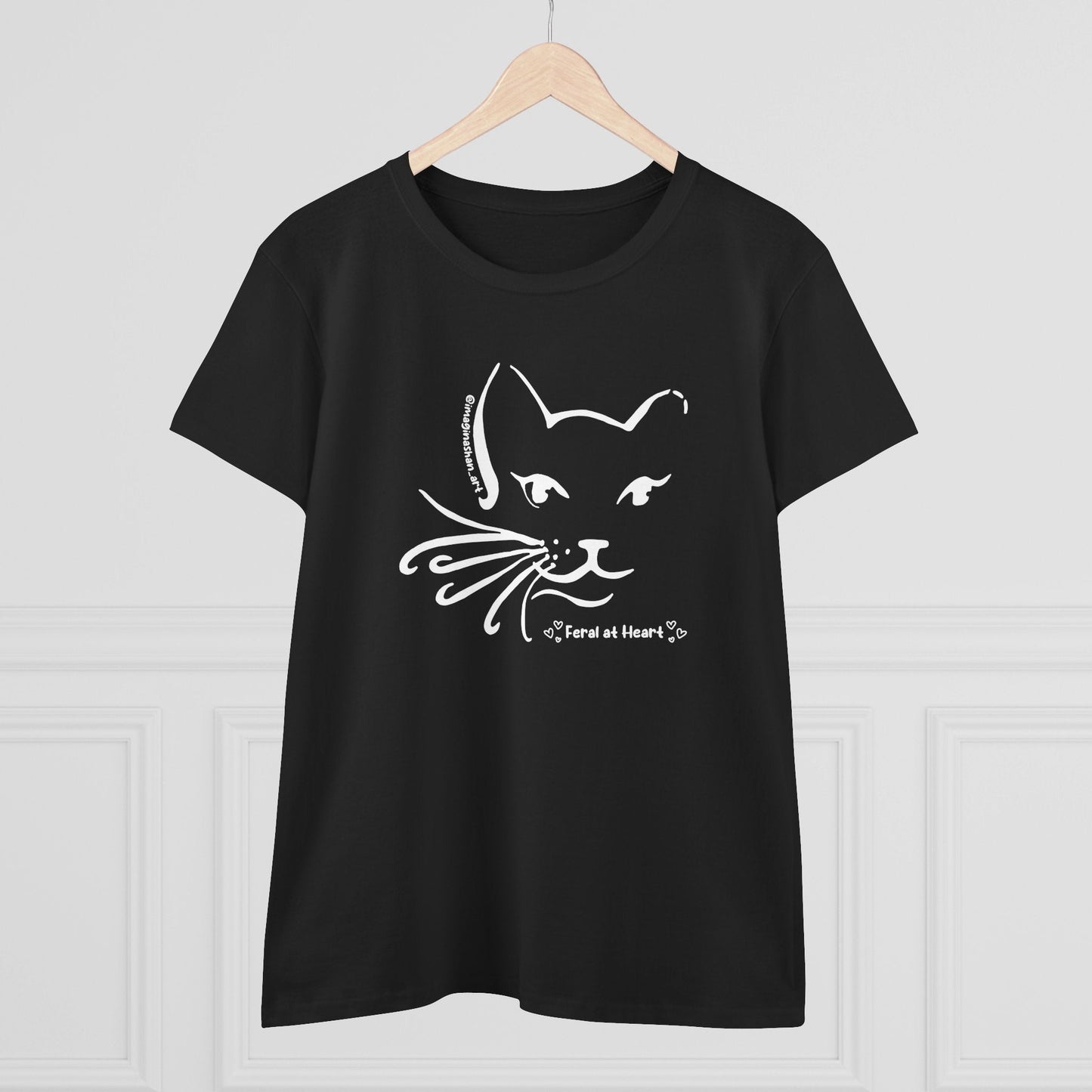 Whiskers | FUNDRAISER for Feral At Heart | Women's Midweight Cotton Tee - Detezi Designs - 91631545498679426272