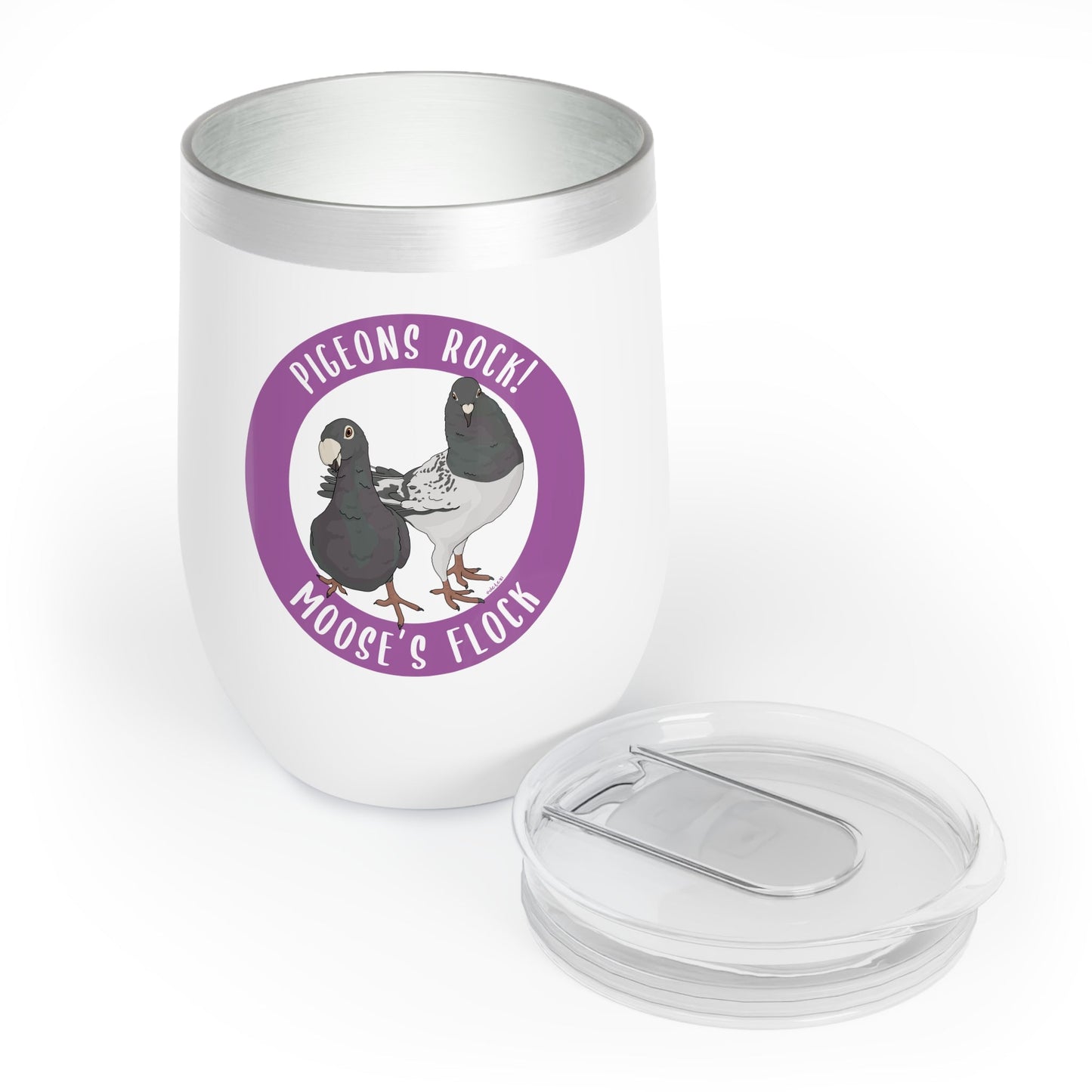 Wine Tumbler | FUNDRAISER | Moose's Flock | Pigeons Rock - Detezi Designs - 22747633286355670377
