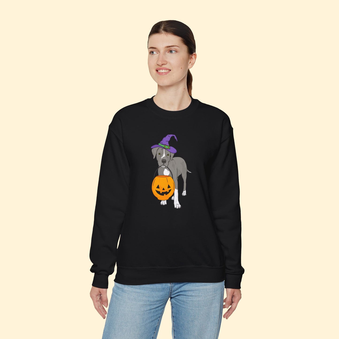 Witchy Puppy | Crewneck Sweatshirt - Detezi Designs - 19984431848494031551