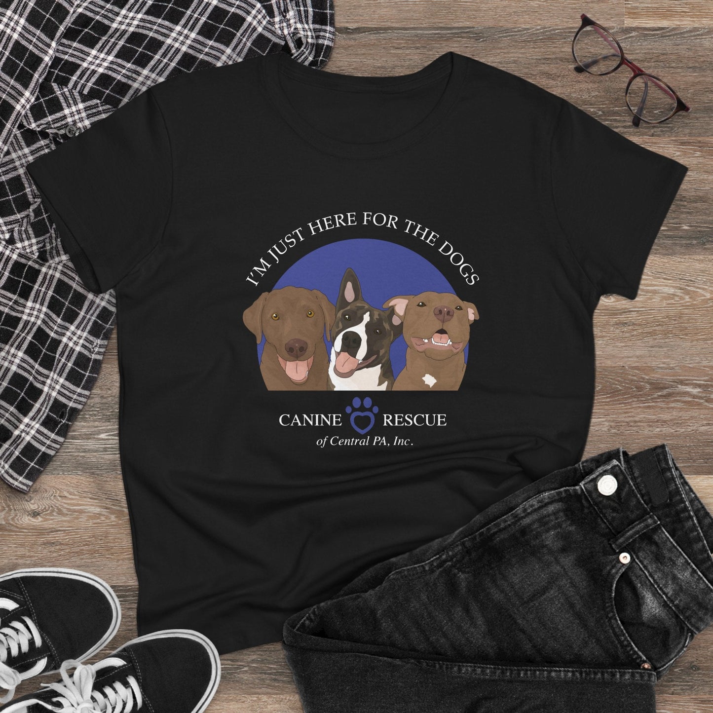 Women's Crewneck Tee | FUNDRAISER | Canine Rescue of Central PA - Detezi Designs - 31813237359747290582