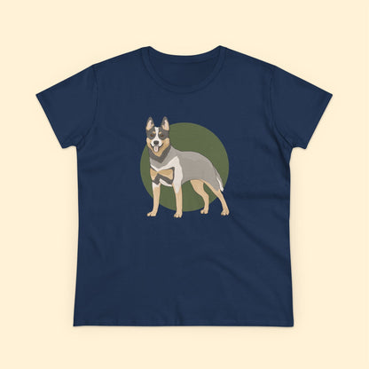 Women's Midweight Cotton Tee | Australian Cattle Dog | Blue Heeler - Detezi Designs - 14767160651174300746
