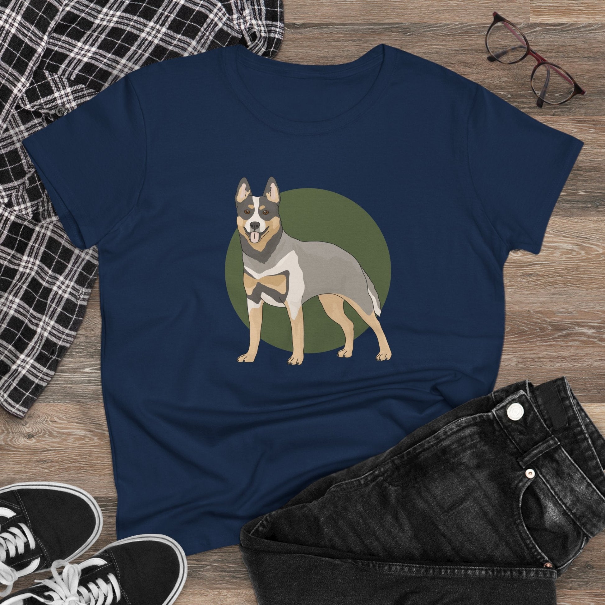Women's Midweight Cotton Tee | Australian Cattle Dog | Blue Heeler - Detezi Designs - 70611429771984577345