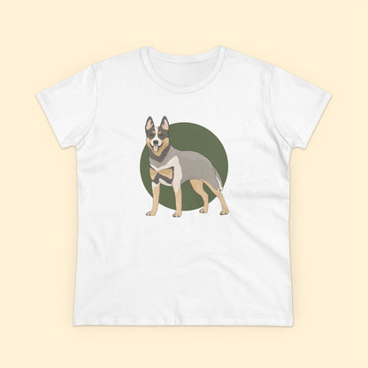 Women's Midweight Cotton Tee | Australian Cattle Dog | Blue Heeler - Detezi Designs - 70611429771984577345