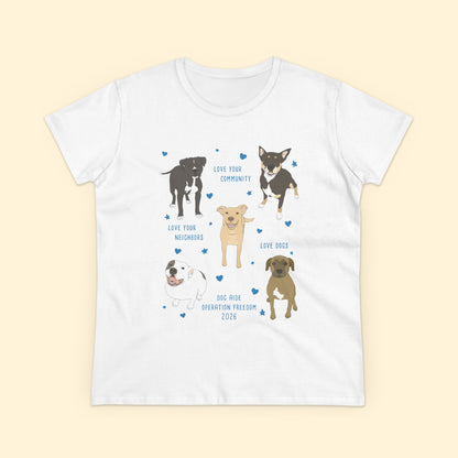 Women's Midweight Cotton Tee | FUNDRAISER | Dog Aide | Operation Freedom 2026 - Detezi Designs-12831269349990012299
