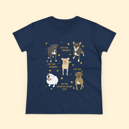 Women's Midweight Cotton Tee | FUNDRAISER | Dog Aide | Operation Freedom 2026 - Detezi Designs-25805002001156126752