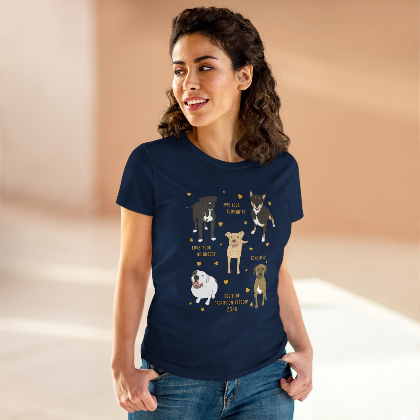 Women's Midweight Cotton Tee | FUNDRAISER | Dog Aide | Operation Freedom 2026 - Detezi Designs-27239689768316314071