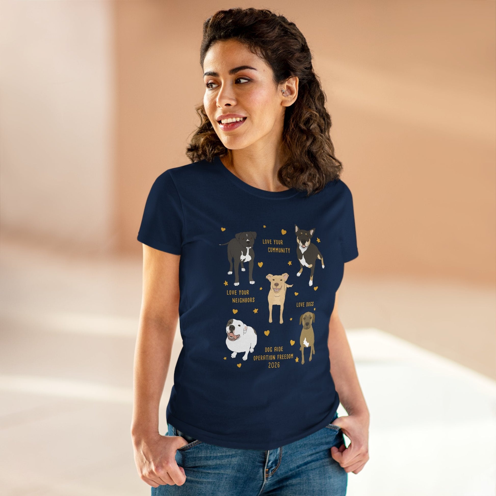 Women's Midweight Cotton Tee | FUNDRAISER | Dog Aide | Operation Freedom 2026 - Detezi Designs-27239689768316314071