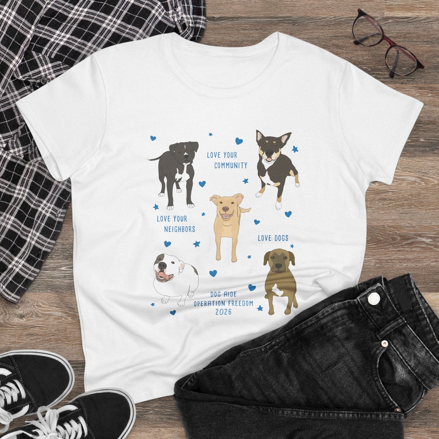Women's Midweight Cotton Tee | FUNDRAISER | Dog Aide | Operation Freedom 2026 - Detezi Designs-27239689768316314071