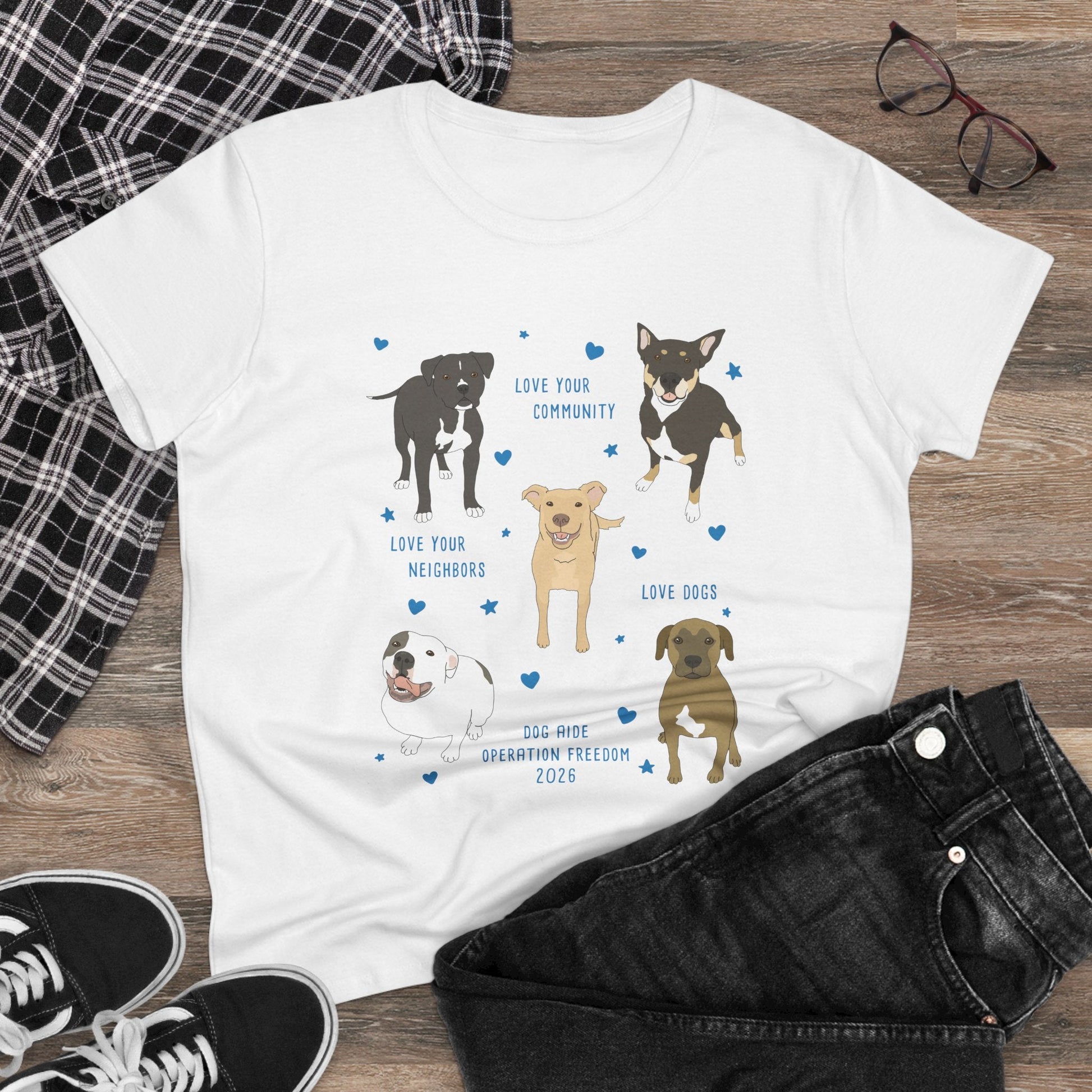 Women's Midweight Cotton Tee | FUNDRAISER | Dog Aide | Operation Freedom 2026 - Detezi Designs-27239689768316314071