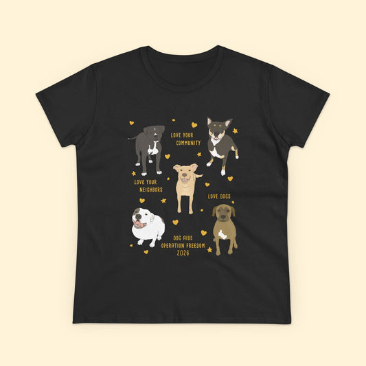 Women's Midweight Cotton Tee | FUNDRAISER | Dog Aide | Operation Freedom 2026 - Detezi Designs-27239689768316314071