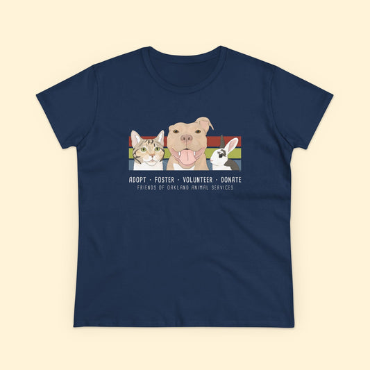 Women's Midweight Cotton Tee | FUNDRAISER | Friends of Oakland Animal Services - Detezi Designs - 90856582910068284927