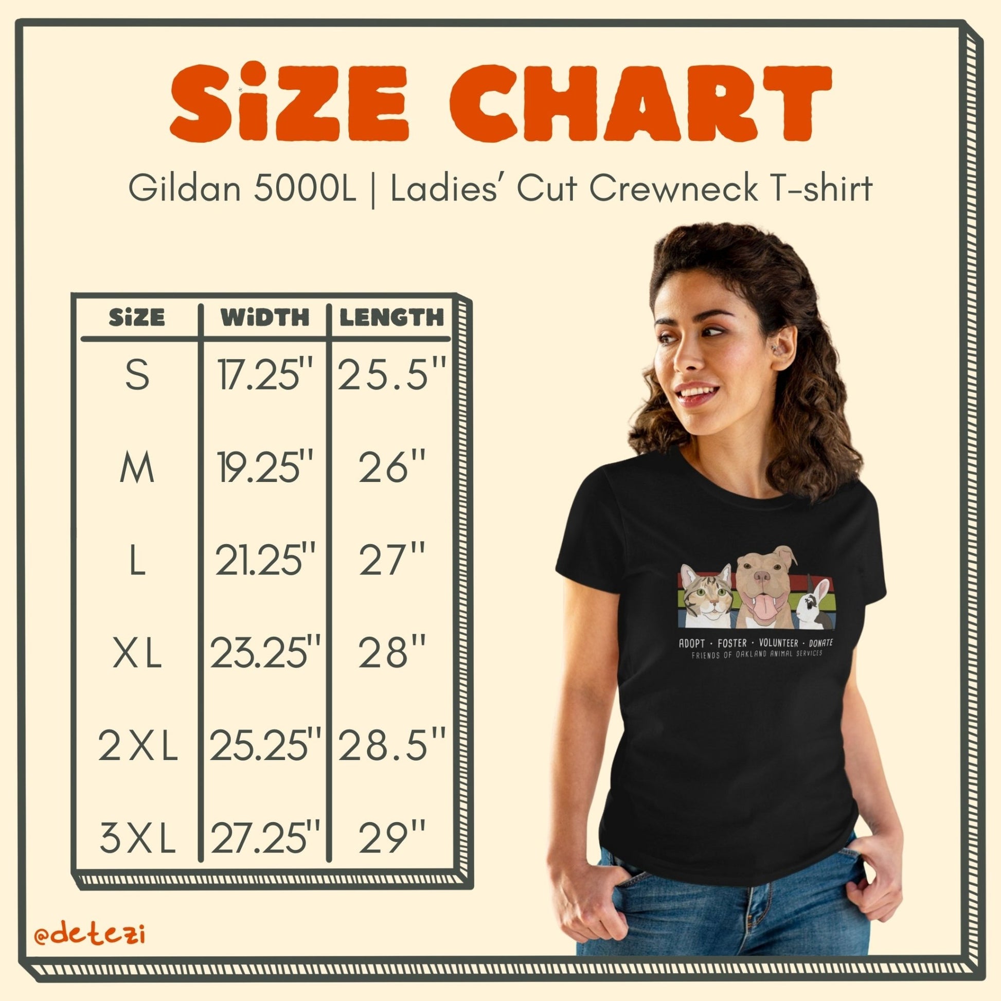 Women's Midweight Cotton Tee | FUNDRAISER | Friends of Oakland Animal Services - Detezi Designs - 90856582910068284927