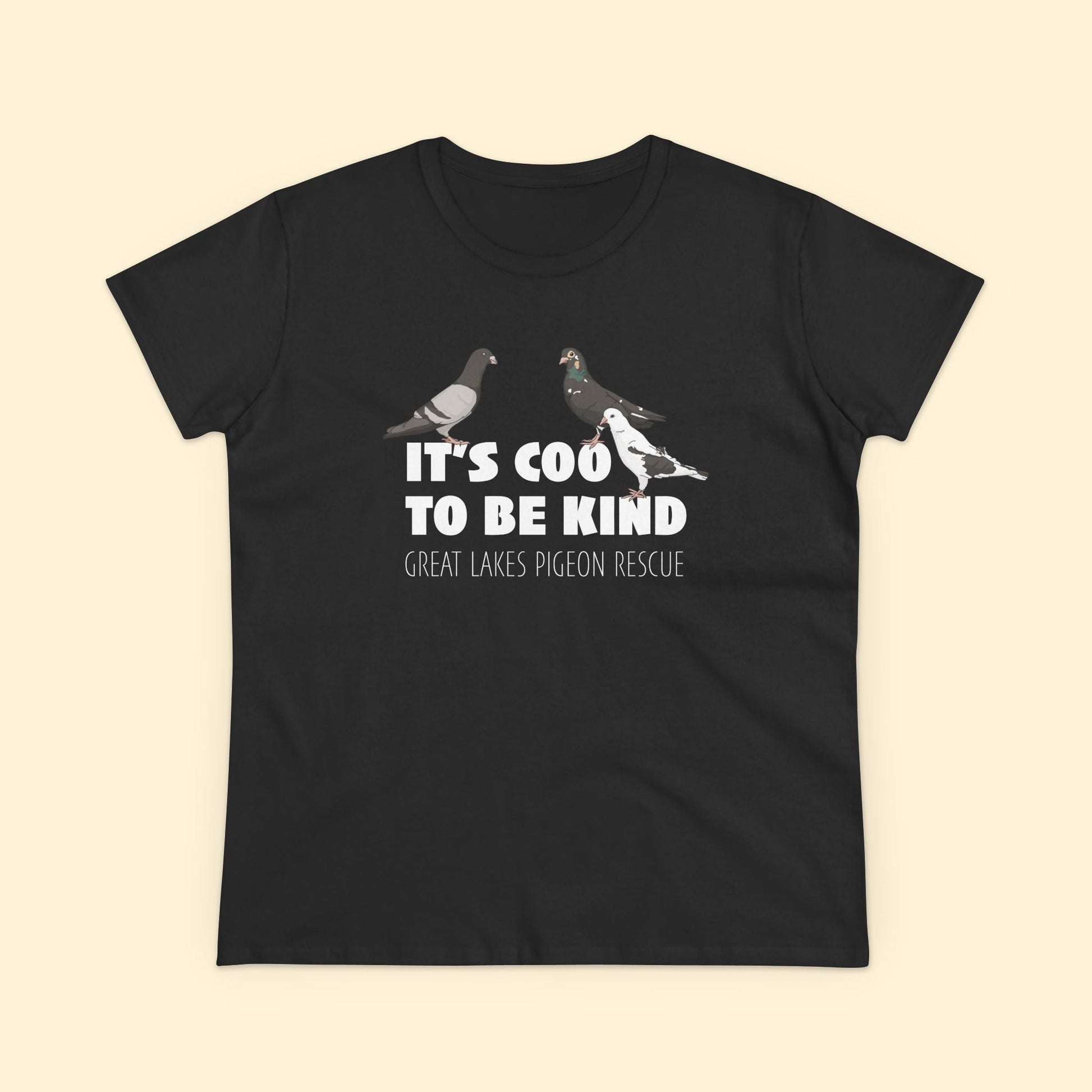 Women's Midweight Cotton Tee | FUNDRAISER | Great Lakes Pigeon Rescue - Detezi Designs - 12346161136697869290
