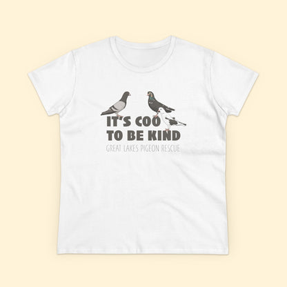 Women's Midweight Cotton Tee | FUNDRAISER | Great Lakes Pigeon Rescue - Detezi Designs - 26540490297582796732