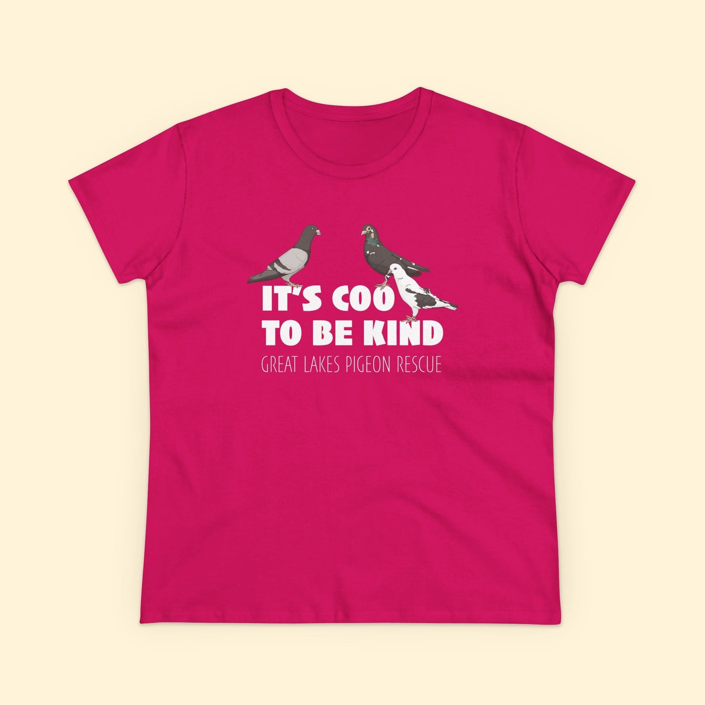 Women's Midweight Cotton Tee | FUNDRAISER | Great Lakes Pigeon Rescue - Detezi Designs - 61129875035871904084