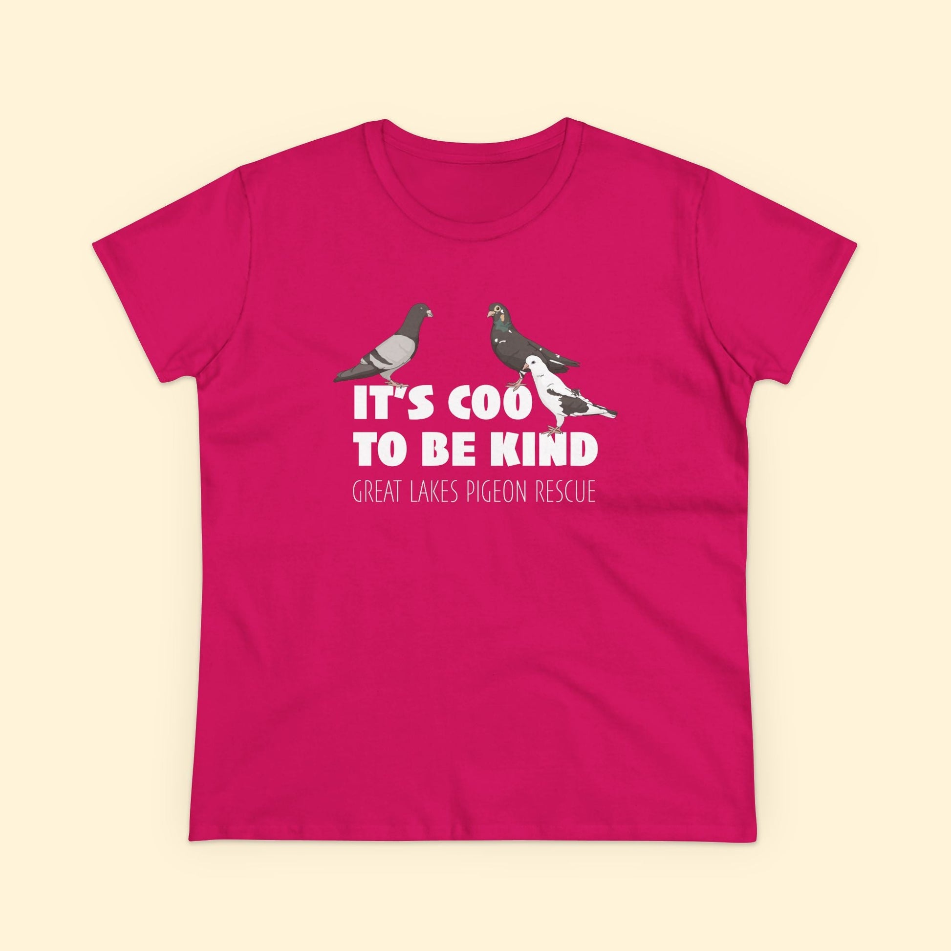Women's Midweight Cotton Tee | FUNDRAISER | Great Lakes Pigeon Rescue - Detezi Designs - 61129875035871904084