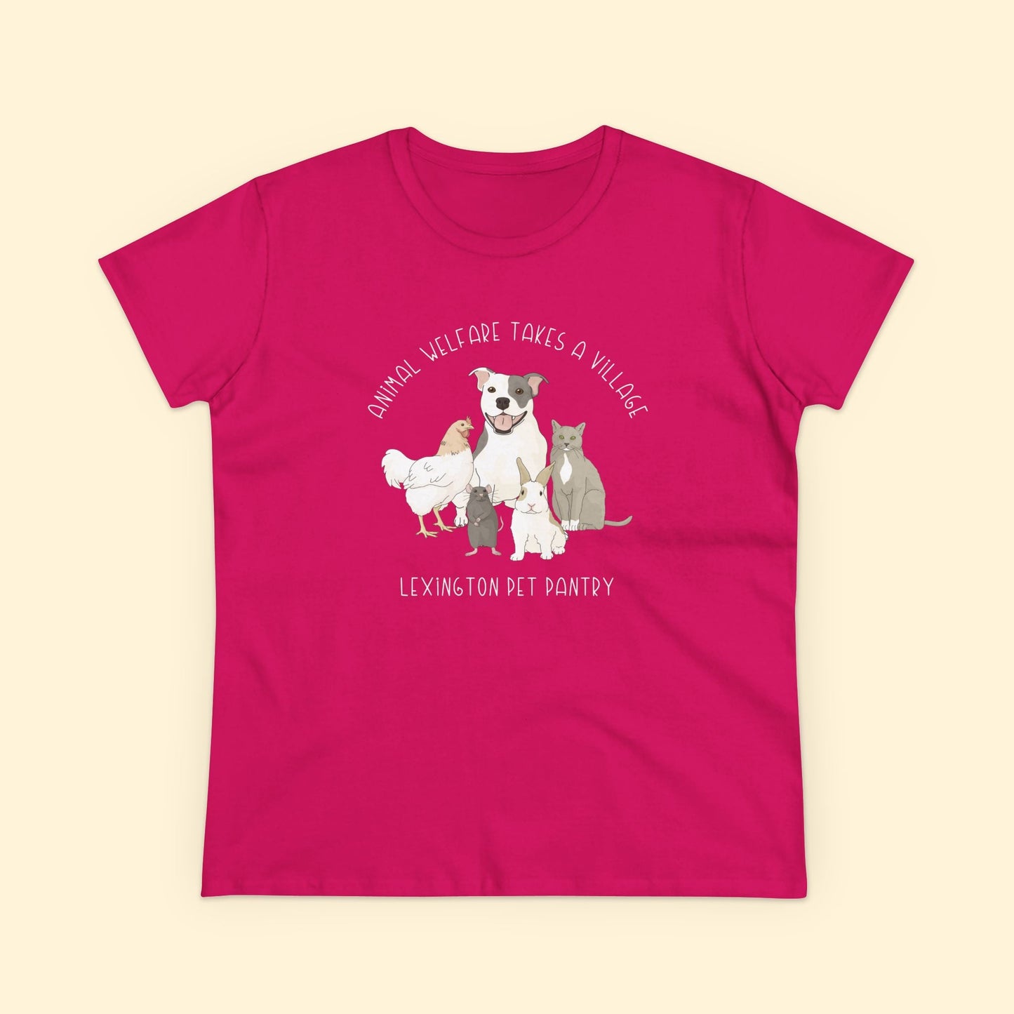Women's Midweight Cotton Tee | FUNDRAISER | Lexington Pet Pantry | It Takes A Village - Detezi Designs - 23537274139008425461