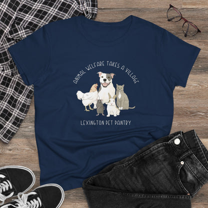 Women's Midweight Cotton Tee | FUNDRAISER | Lexington Pet Pantry | It Takes A Village - Detezi Designs - 23542837156120609364