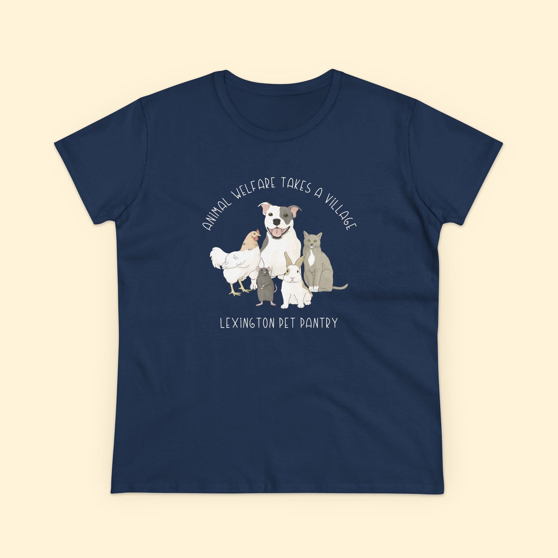 Women's Midweight Cotton Tee | FUNDRAISER | Lexington Pet Pantry | It Takes A Village - Detezi Designs - 23542837156120609364