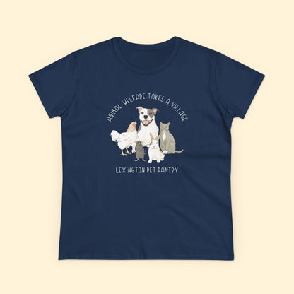 Women's Midweight Cotton Tee | FUNDRAISER | Lexington Pet Pantry | It Takes A Village - Detezi Designs - 23542837156120609364