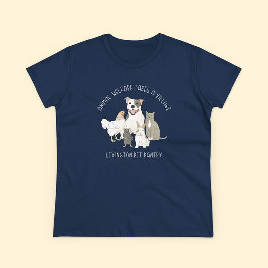 Women's Midweight Cotton Tee | FUNDRAISER | Lexington Pet Pantry | It Takes A Village - Detezi Designs - 23542837156120609364