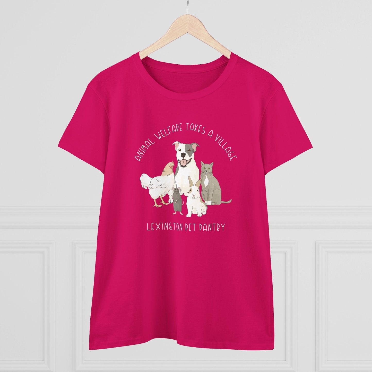 Women's Midweight Cotton Tee | FUNDRAISER | Lexington Pet Pantry | It Takes A Village - Detezi Designs - 23542837156120609364