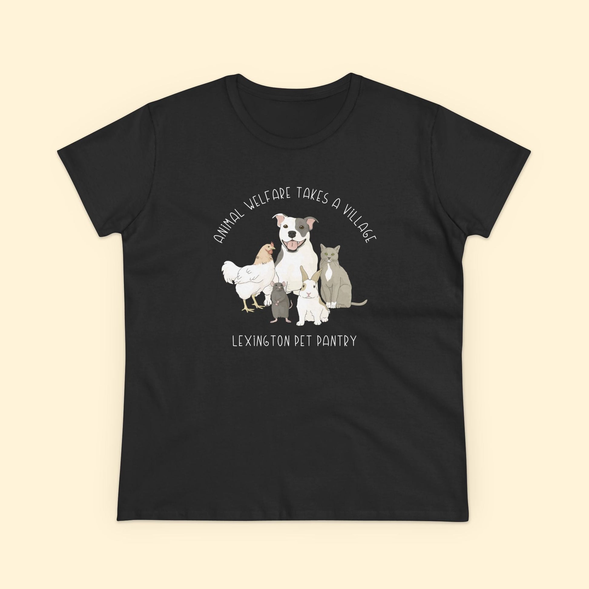 Women's Midweight Cotton Tee | FUNDRAISER | Lexington Pet Pantry | It Takes A Village - Detezi Designs - 27199090884218740620