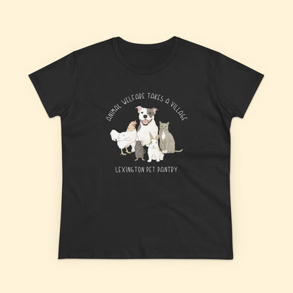 Women's Midweight Cotton Tee | FUNDRAISER | Lexington Pet Pantry | It Takes A Village - Detezi Designs - 27199090884218740620