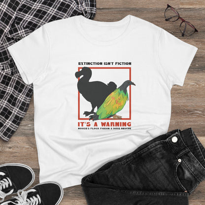 Women's Midweight Cotton Tee | FUNDRAISER | Moose's Flock | Extinction is a Warning - Detezi Designs - 27978418901858267022