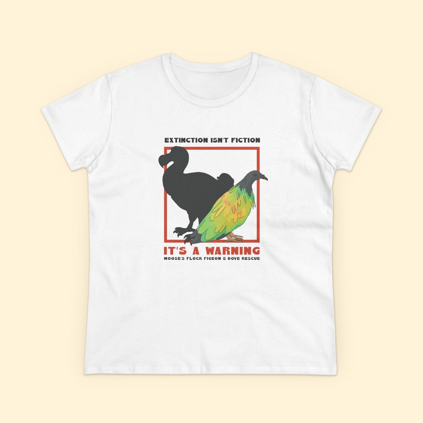 Women's Midweight Cotton Tee | FUNDRAISER | Moose's Flock | Extinction is a Warning - Detezi Designs - 27987031043294843603