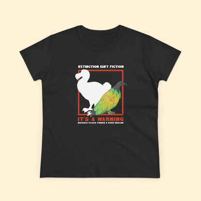 Women's Midweight Cotton Tee | FUNDRAISER | Moose's Flock | Extinction is a Warning - Detezi Designs - 93829741269009351997