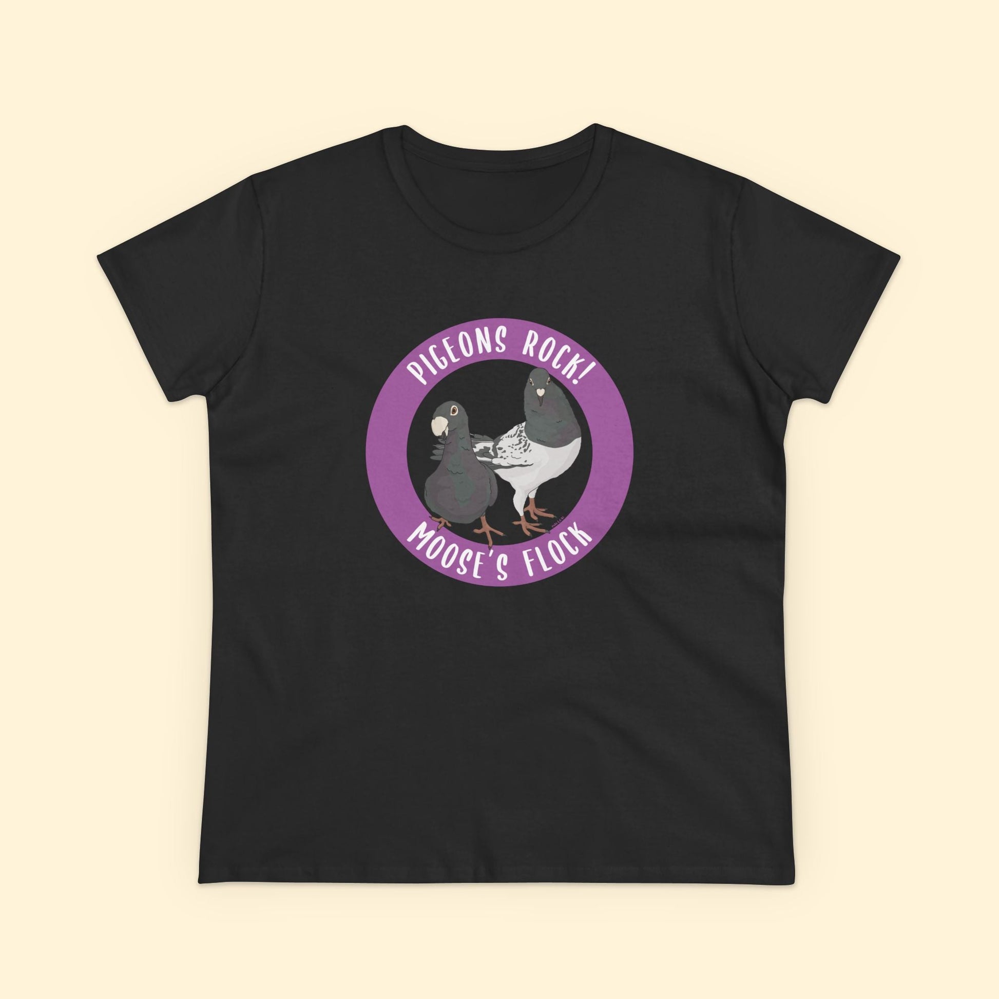 Women's Midweight Cotton Tee | FUNDRAISER | Moose's Flock | Pigeons Rock - Detezi Designs - 11972033479907846599