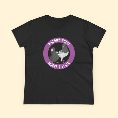 Women's Midweight Cotton Tee | FUNDRAISER | Moose's Flock | Pigeons Rock - Detezi Designs - 11972033479907846599