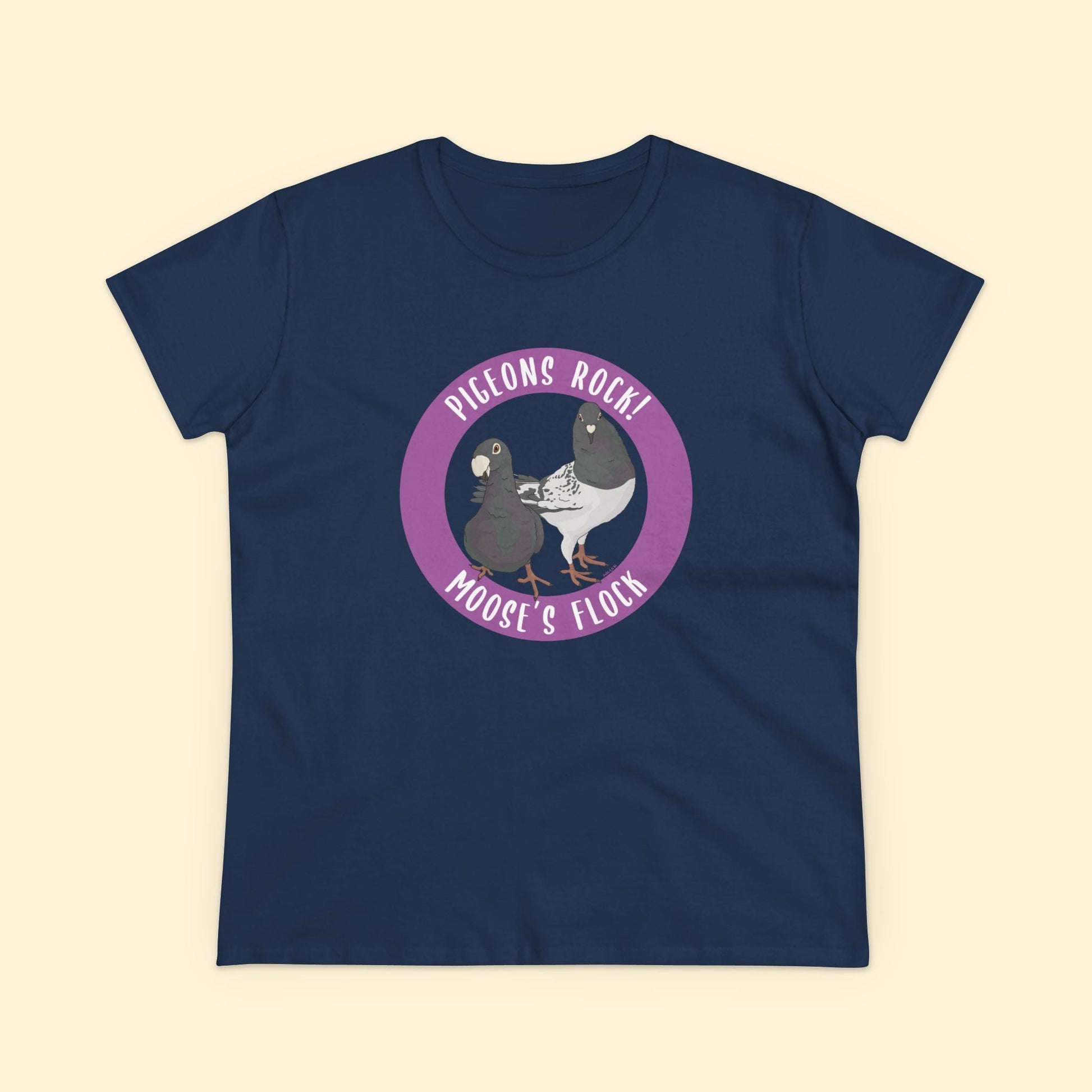 Women's Midweight Cotton Tee | FUNDRAISER | Moose's Flock | Pigeons Rock - Detezi Designs - 13524580718785340334