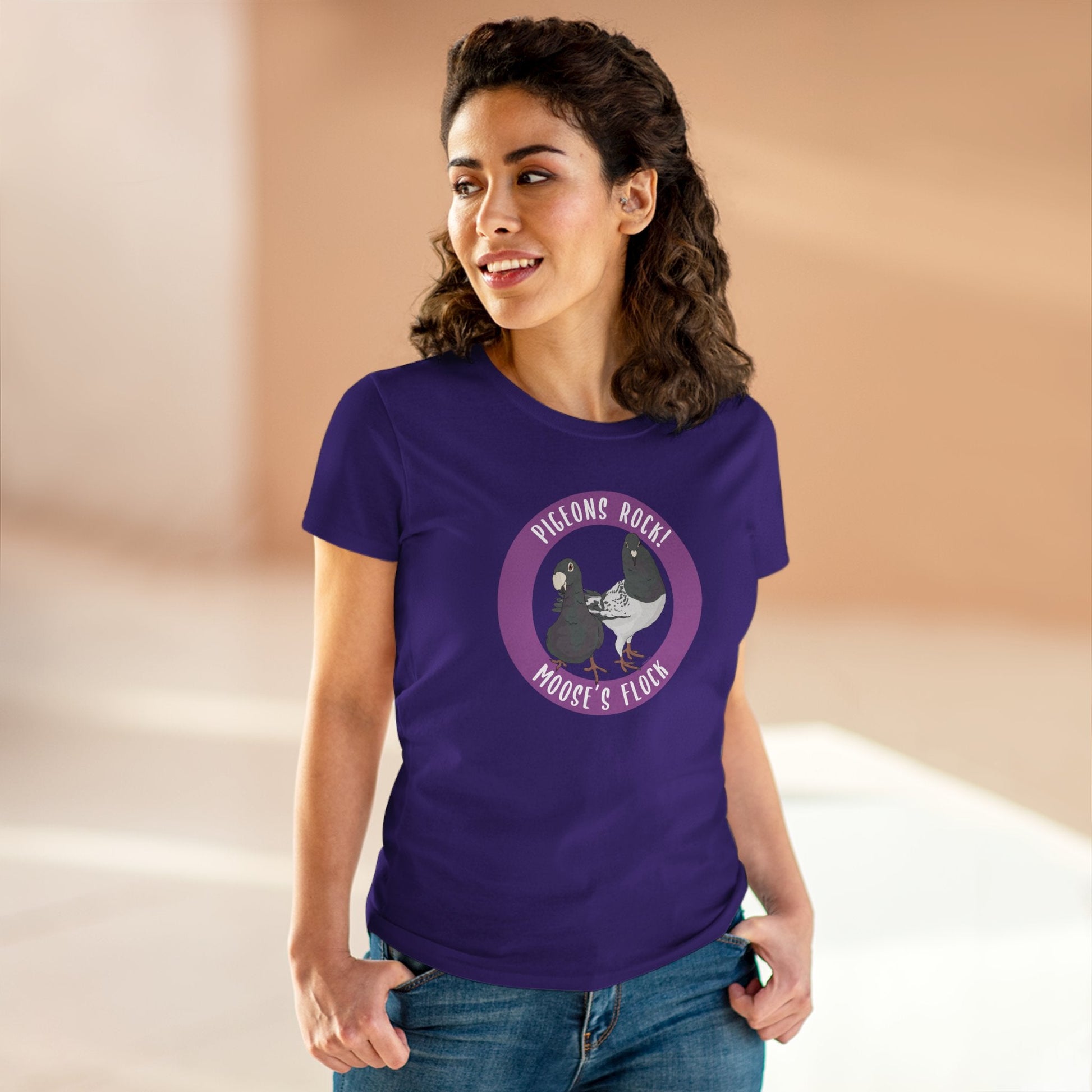 Women's Midweight Cotton Tee | FUNDRAISER | Moose's Flock | Pigeons Rock - Detezi Designs - 22083088366583609844