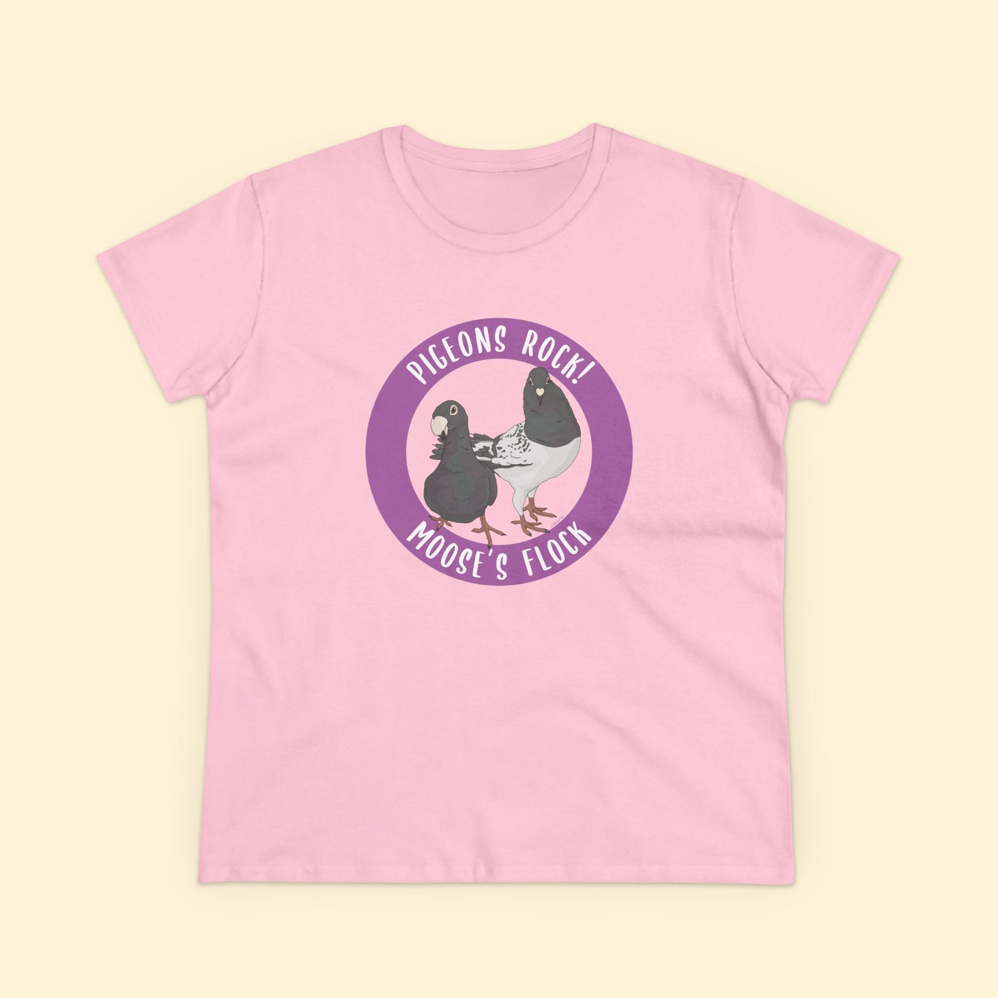 Women's Midweight Cotton Tee | FUNDRAISER | Moose's Flock | Pigeons Rock - Detezi Designs - 22083088366583609844