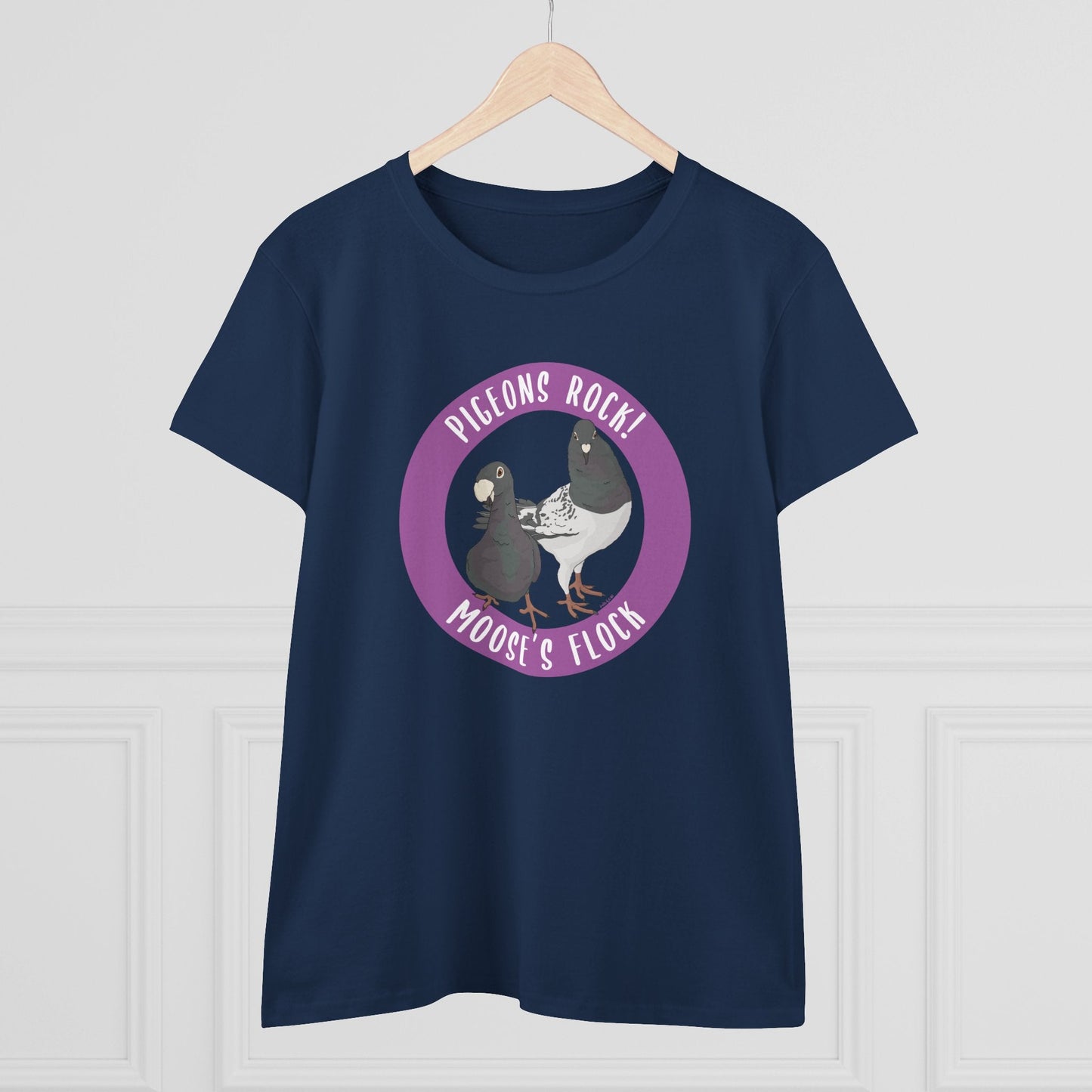 Women's Midweight Cotton Tee | FUNDRAISER | Moose's Flock | Pigeons Rock - Detezi Designs - 22083088366583609844
