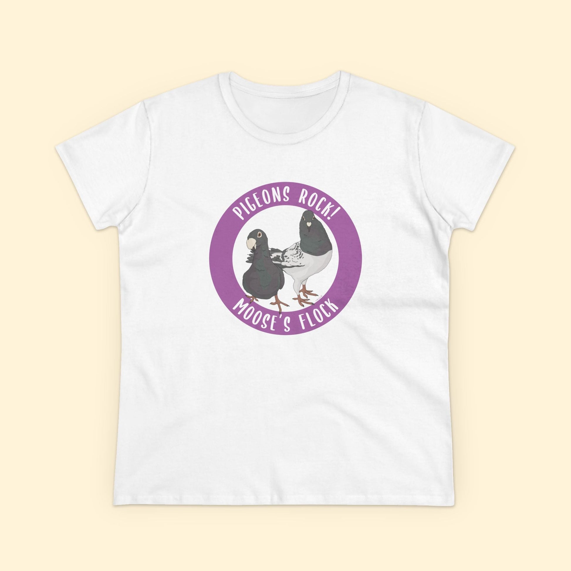 Women's Midweight Cotton Tee | FUNDRAISER | Moose's Flock | Pigeons Rock - Detezi Designs - 54666366092755201694