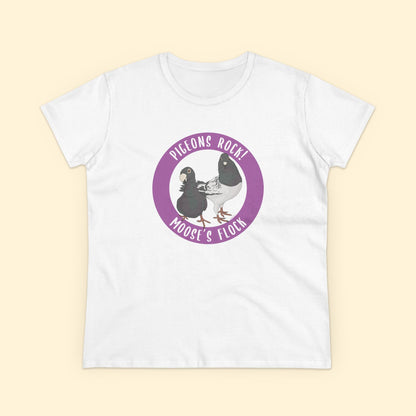 Women's Midweight Cotton Tee | FUNDRAISER | Moose's Flock | Pigeons Rock - Detezi Designs - 54666366092755201694
