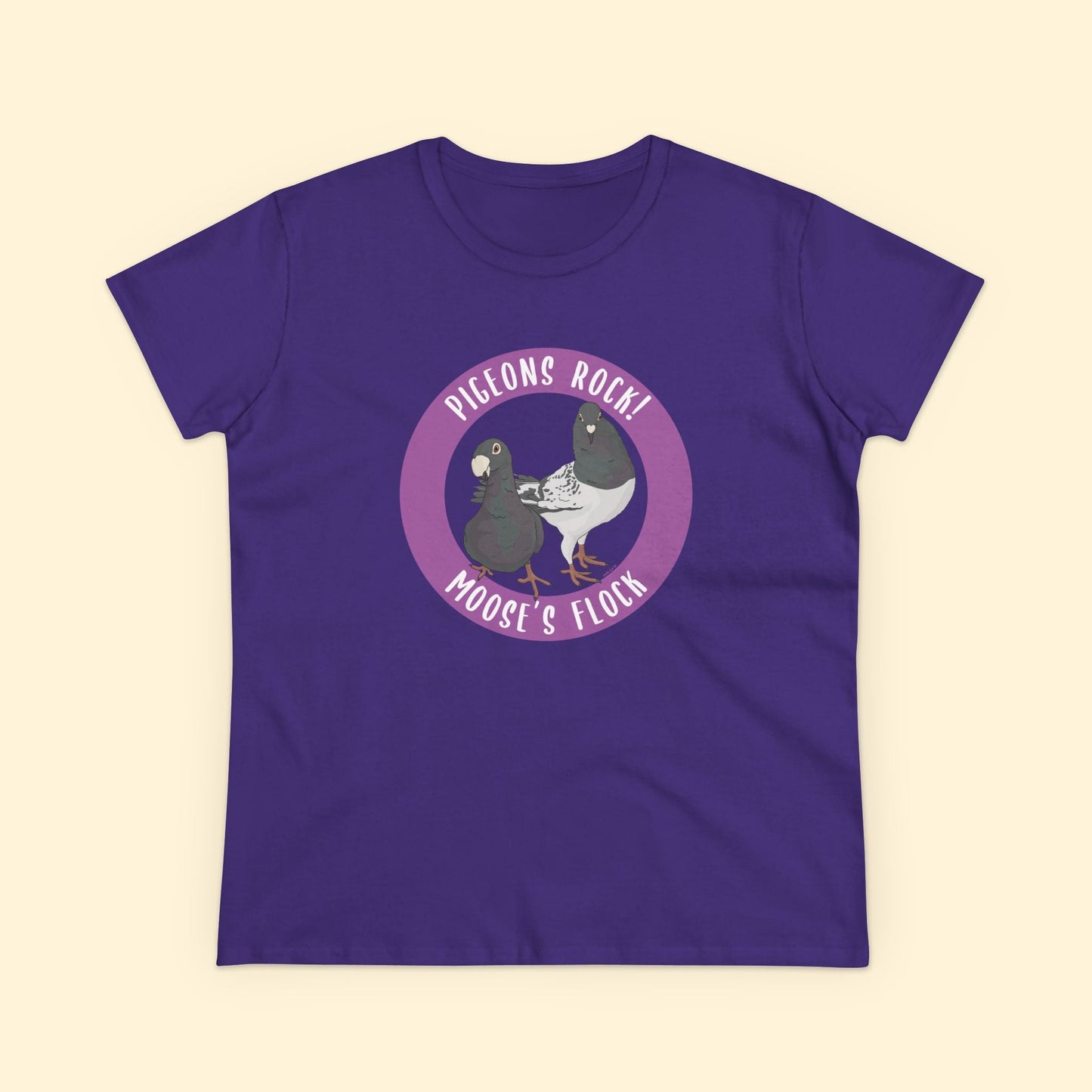Women's Midweight Cotton Tee | FUNDRAISER | Moose's Flock | Pigeons Rock - Detezi Designs - 59172380193612813367