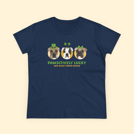 Women's Midweight Cotton Tee | FUNDRAISER | New Jersey Boxer Rescue | St. Patrick's Day - Detezi Designs - 24311303559180016692