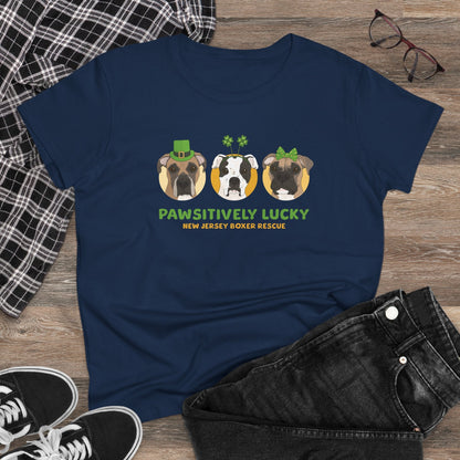 Women's Midweight Cotton Tee | FUNDRAISER | New Jersey Boxer Rescue | St. Patrick's Day - Detezi Designs - 24311303559180016692
