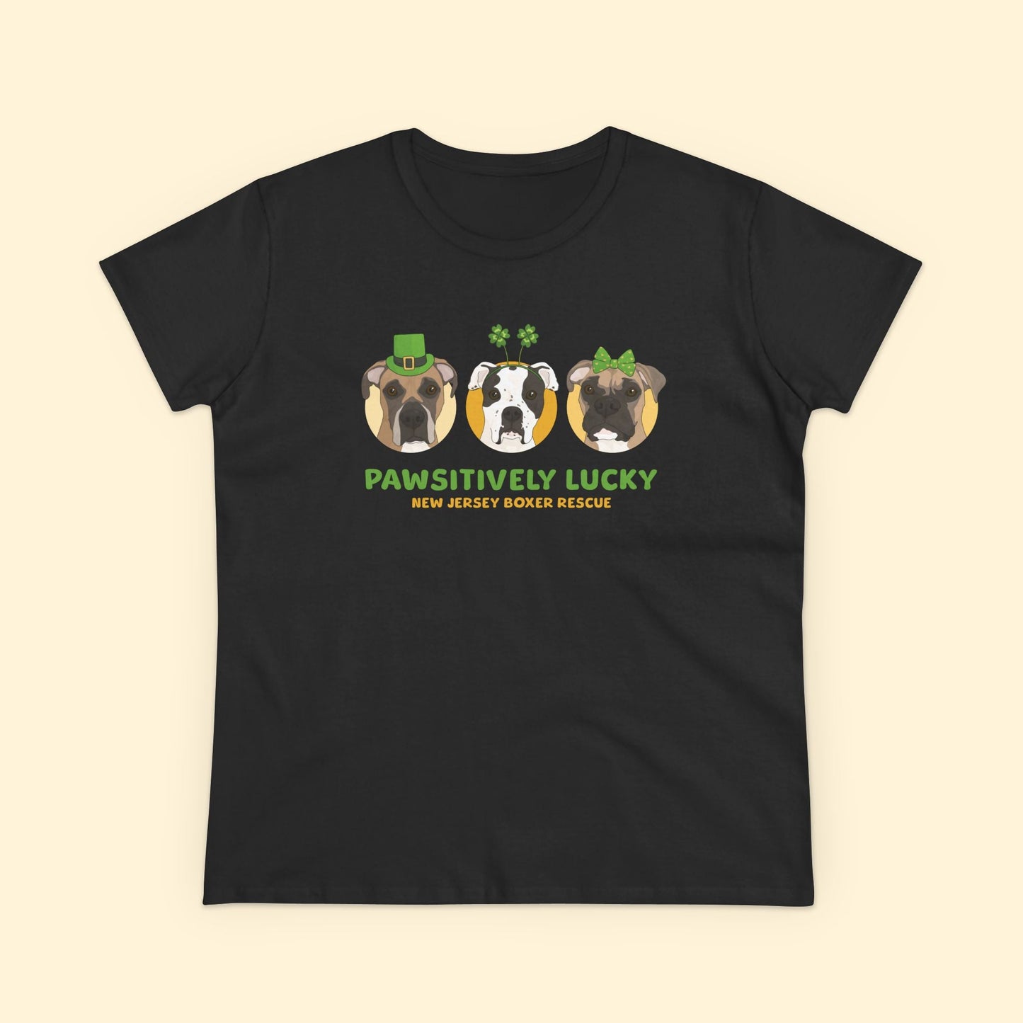 Women's Midweight Cotton Tee | FUNDRAISER | New Jersey Boxer Rescue | St. Patrick's Day - Detezi Designs - 26830172071147628196
