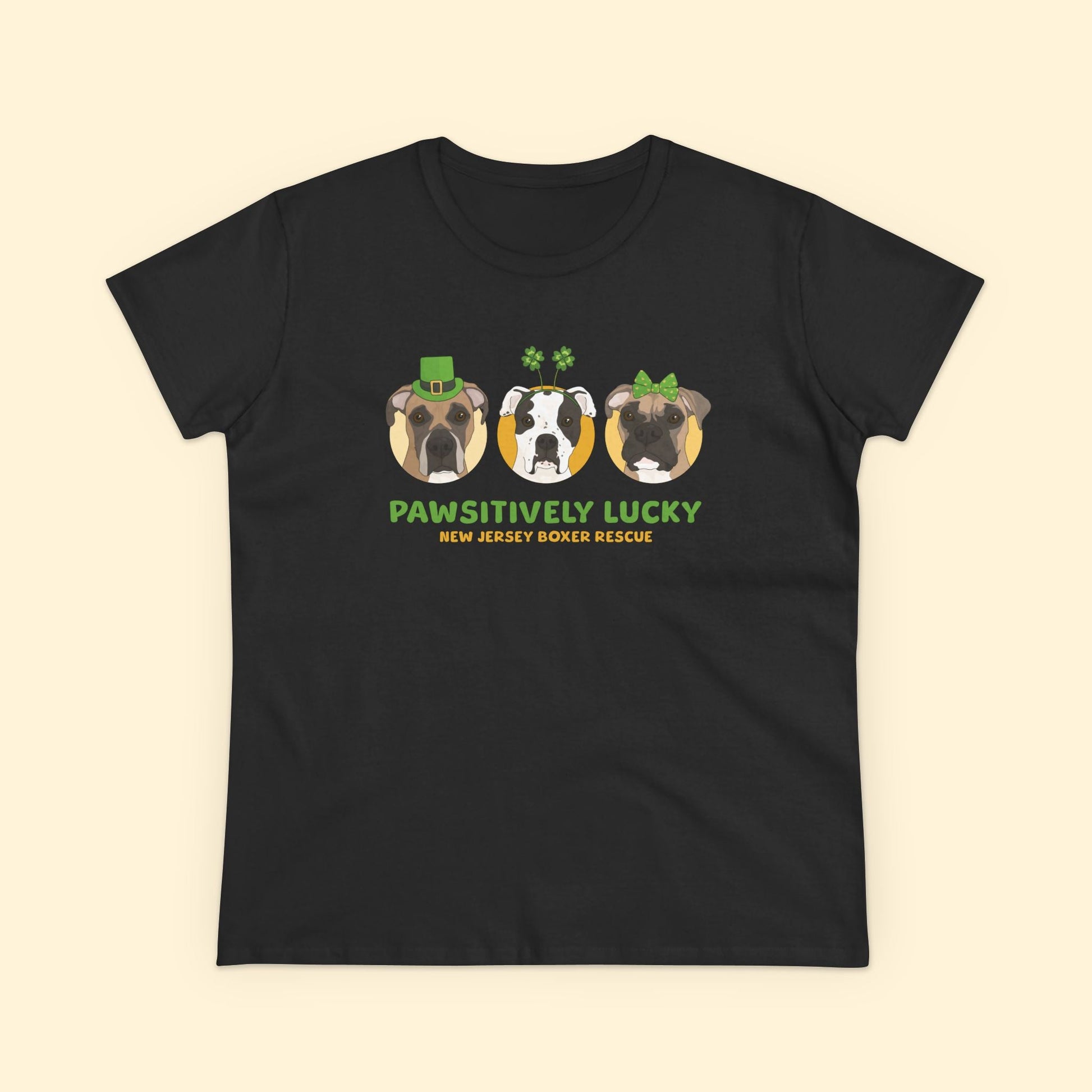 Women's Midweight Cotton Tee | FUNDRAISER | New Jersey Boxer Rescue | St. Patrick's Day - Detezi Designs - 26830172071147628196