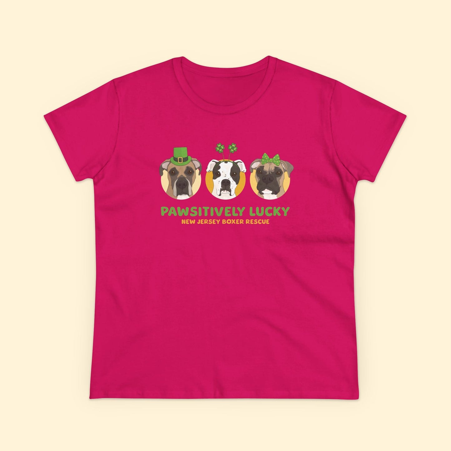 Women's Midweight Cotton Tee | FUNDRAISER | New Jersey Boxer Rescue | St. Patrick's Day - Detezi Designs - 30299165192037952340