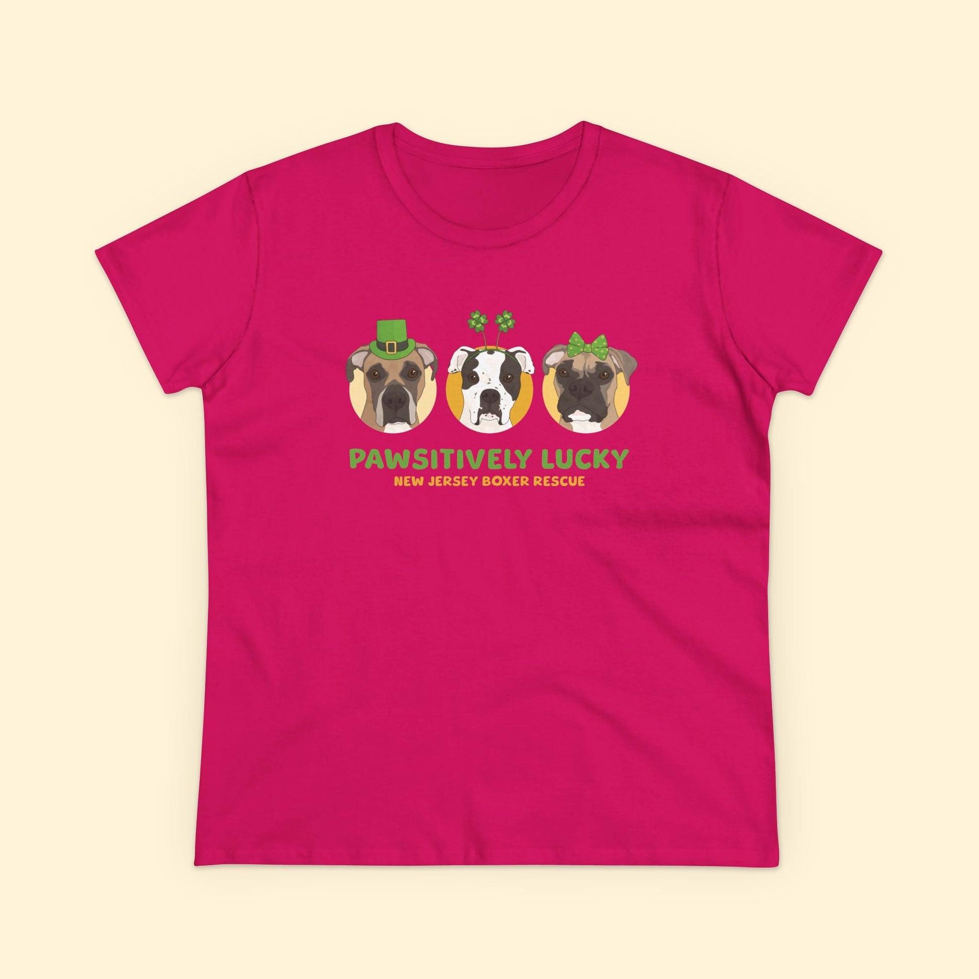 Women's Midweight Cotton Tee | FUNDRAISER | New Jersey Boxer Rescue | St. Patrick's Day - Detezi Designs - 30299165192037952340