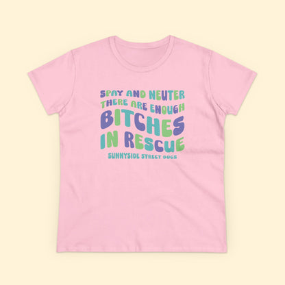 Women's Midweight Cotton Tee | FUNDRAISER | Sunnyside Street Dogs | Spay & Neuter - Detezi Designs - 58252437501494602941
