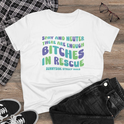 Women's Midweight Cotton Tee | FUNDRAISER | Sunnyside Street Dogs | Spay & Neuter - Detezi Designs - 58252437501494602941