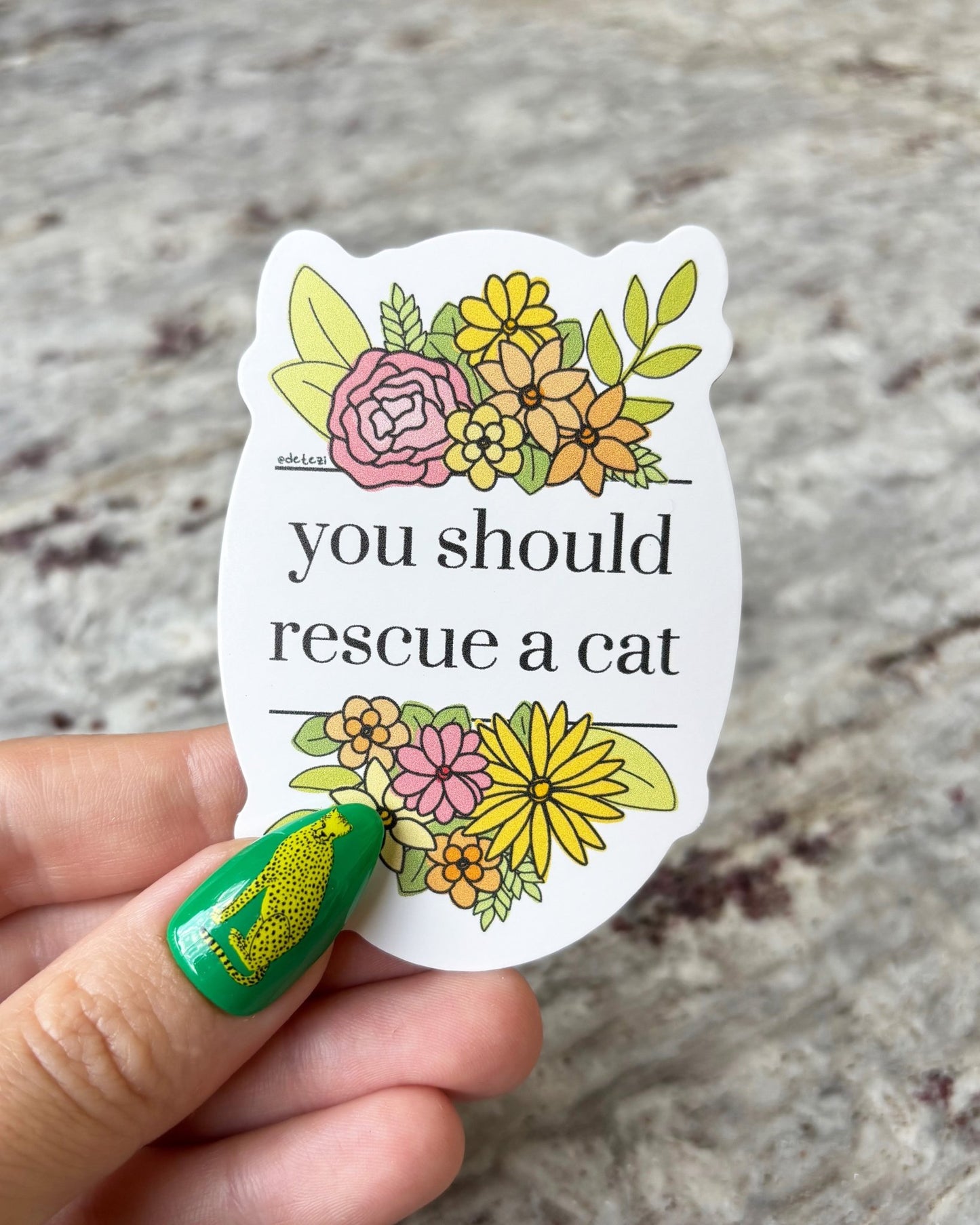 You Should Rescue A Cat | 3" Vinyl Sticker - Detezi Designs - 